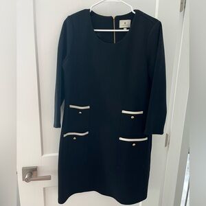 Tuckernuck Black Long Sleeve Shift Dress with Gold Detail